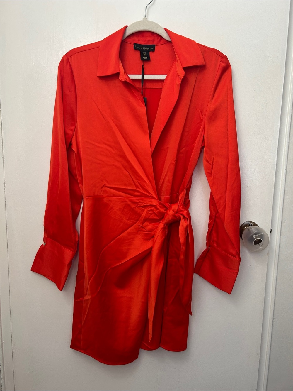 House of Harlow 1960 Red Satin Wrap Mini Dress